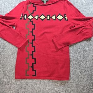 Ralph Lauren Vibrant Red Cotton Sweater Sz M